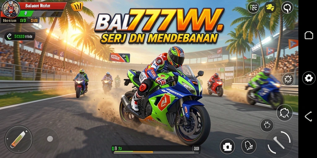 Tampilan gameplay seru dengan balapan motor yang cepat dan menegangkan.