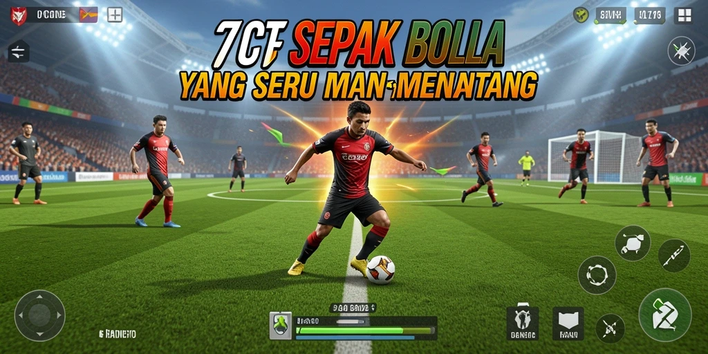 Tampilan gameplay ketegangan pertandingan sepak bola di 7CONE.
