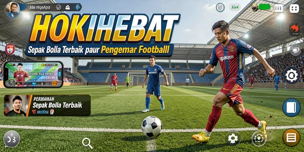 Gameplay HOKIHEBAT yang seru dan mendebarkan dalam pertandingan sepak bola.