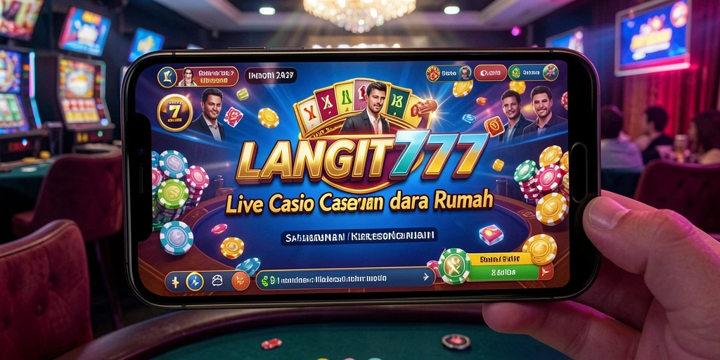 Screenshot LANGIT777 menampilkan dealer dan gameplay interaktif Live Casino.