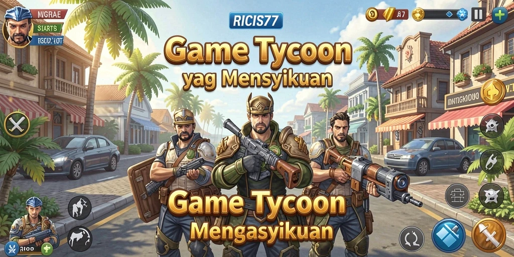 Screenshot gameplay RICIS77 menunjukkan aksi membangun bisnis Tycoon.