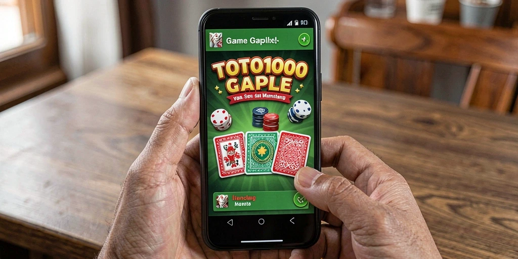 Screenshot utama TOTO1000 menampilkan keseruan bermain Gaple bersama teman-teman.